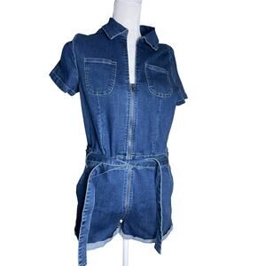 Mebon Women's Size XL Blue Denim Romper (NWT)